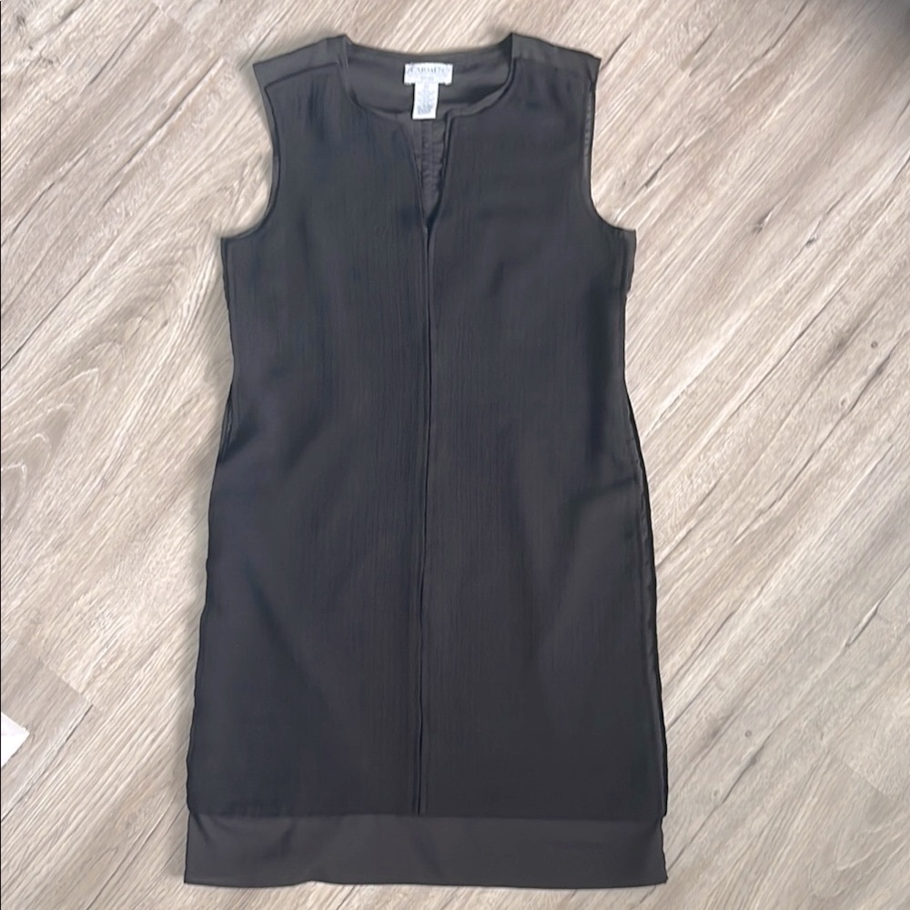 Carmen Marc Valvo Black Sleeveless Sheath Midi Dress